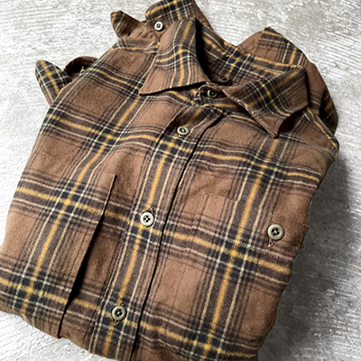Brushed Dark Tone Plaid Cotton Cloth Asymmetric Pocket Work Shirt