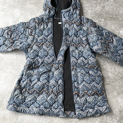 Quilted 2 Line Zip Hooded Coat