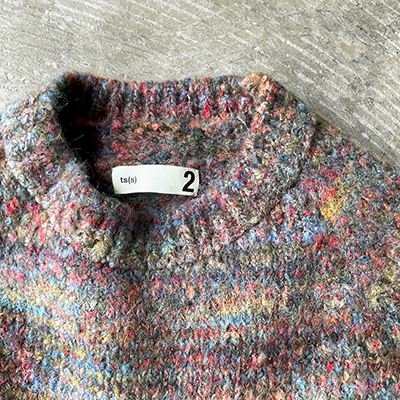 Hand Dyed Yarn Mix Color Knit Crew Neck Knit Sweater