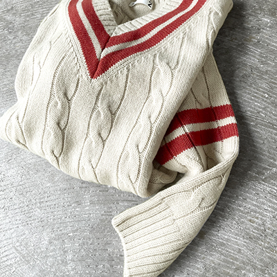 Bulky Wool*Acrylic Yarn Knit Elbow Lined Cricket Sweater