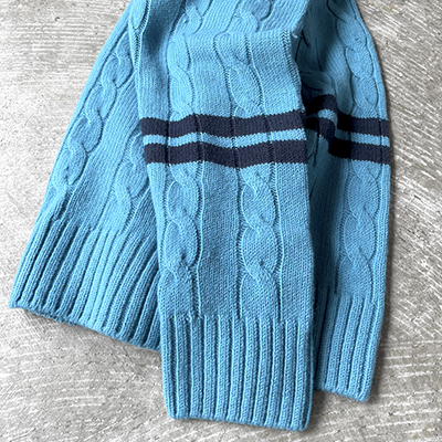 Bulky Wool*Acrylic Yarn Knit Elbow Lined Cricket Sweater