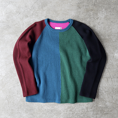 Color Panel Raglan Sleeve Crew Neck Shirt