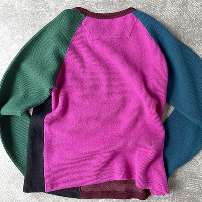 Color Panel Raglan Sleeve Crew Neck Shirt