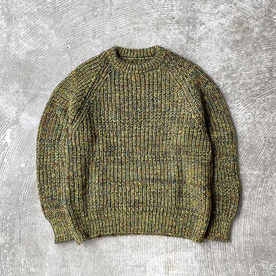 Hand Dyed Yarn Mix Color Knit Crew Neck Knit Sweater