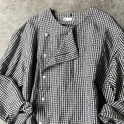 Off-center Collarless Shirt