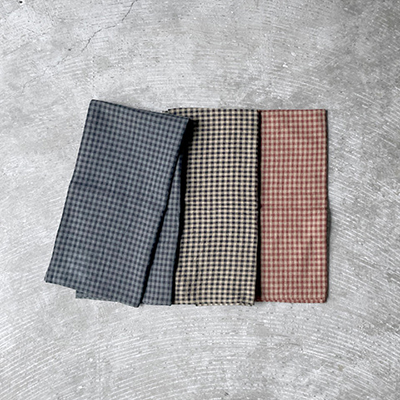 Darker Gingham Plaid Cotton*Linen Cloth
