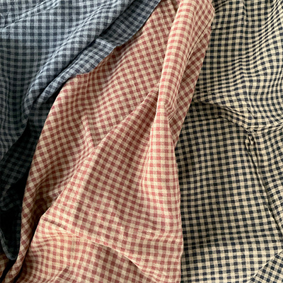 Darker Gingham Plaid Cotton*Linen Cloth