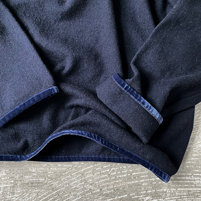 Velvet Trimmed Crew Neck Shirt