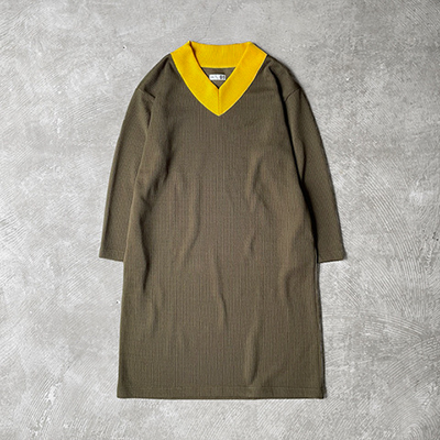 Colored V-color-neck Dress
