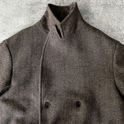 Double Breasted Slant Flap Pocket Coat
