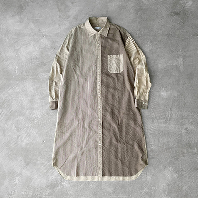 Crazy Comb. Baggy Fit Shirt Dress