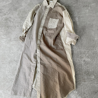 Crazy Comb. Baggy Fit Shirt Dress