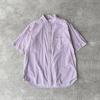 Baggy Fit Band Collar Short Sleeve Shirt