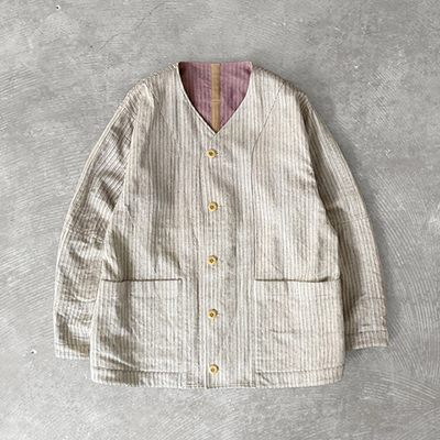 Reversible Seam Taping Collarless Jacket