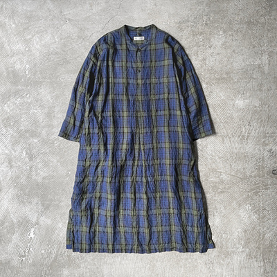 Stand Collar Caftan Shirt Dress